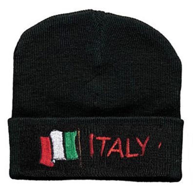 Hip-Hop Mütze mit Einstickung - Italy Italien wehende Flagge - 51013 schwarz