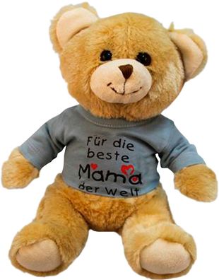 Plüsch - Teddybär mit Shirt - Beste Mama der Welt - 27047 Größe ca 26cm