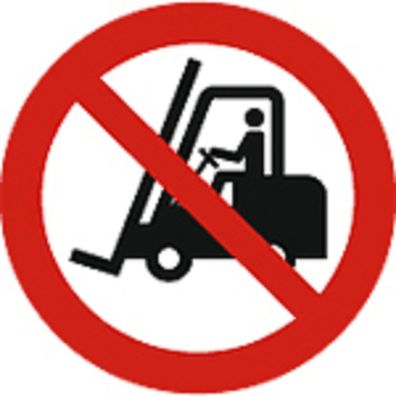 Schild Verbotszeichen nach ISO 7010 - für Flurförderzeuge verboten - 320486 rund Gr
