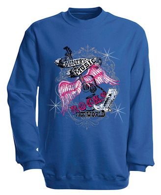 Sweatshirt mit Print - Country Music - S10247 - versch. farben zur Wahl - Gr. Royal /