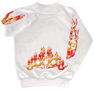 Sweatshirt mit Print - Feuer Flammen Fire- 10115 - versch. farben zur Wahl - weiß /