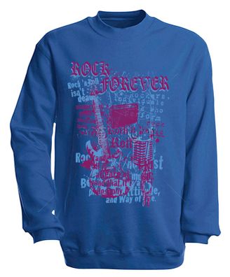 Sweatshirt mit Print - Rock forever - S10254 - versch. farben zur Wahl - Gr. Royal /