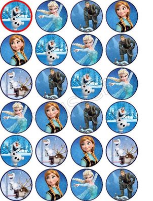 24 Muffinaufleger Muffindekoration Eiskönigin Frozen Elsa Anna Olaf Motiv 1
