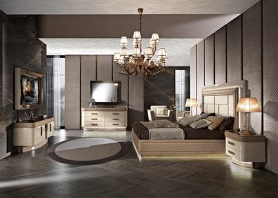 Bett Nachttisch Kommode Schlafzimmer Set Design Luxus Komplett Italien Neu 7 tlg