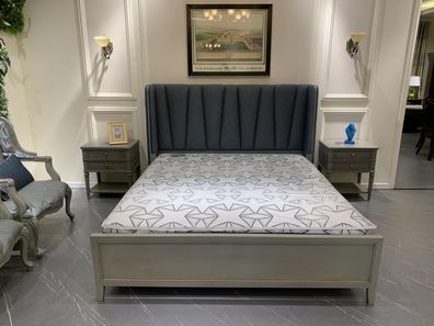 Modernes Bett Polster Design Luxus Doppel Hotel Betten Möbel Ehe Holzbetten Grau