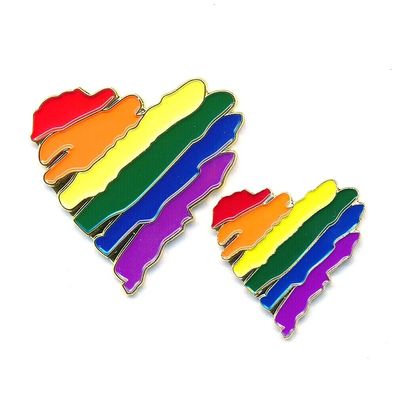 2 Regenbogen Freiheit Herz LGBT Pride Metall Pin Button Anstecker 0945 XL