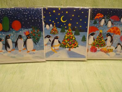 tierisches Weihnachtsgrußkarten-Set & Umschlag Pinguine - Auswahl -