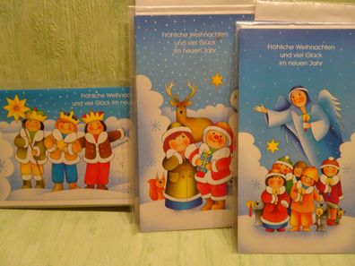 3x Ligra Weihnachtsgrußkarten & Umschlag fröhliche Kinder Sternsinger