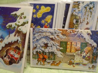Weihnachtsgrußkarten Umschlag Zwerg Wichtel Gnome Engel Taunus folienverziert geprägt