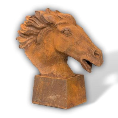 Skulptur Figur Pferd Eisen Pferdekopf 20kg sculpture iron horse Büste Garten