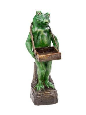 Figur Frosch Gartenfigur Kundenstopper Ständer Visitenkarten Skulptur Gusseisen