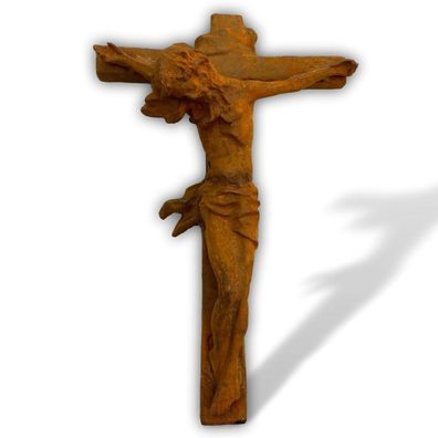 Grosses Kreuz Kruzifix Standkreuz Eisen Rost Garten Dekoration 58cm Antik-Stil