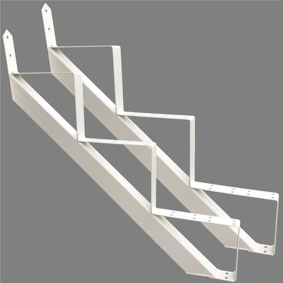 Treppenrahmen 3 stufig Stahl-Treppe Weiss Treppenholm Geschosshöhe 53cm