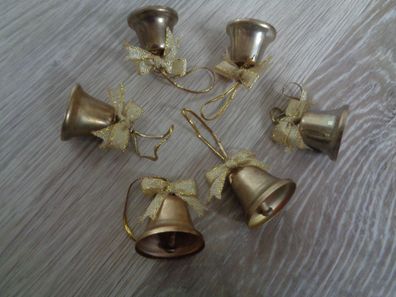 6 kleine Glöckchen aus Metall -Christbaumschmuck -3cm