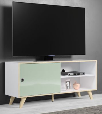Lowboard Flat TV Unterschrank weiß grün Hochglanz Lack Italien 145 cm Adelaide