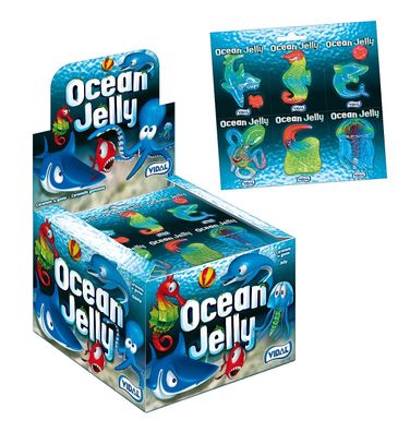 Vidal Ocean Jelly weiches Fruchtgummi Thekendisplay mit 11 Packungen a 6 Stück, 726g