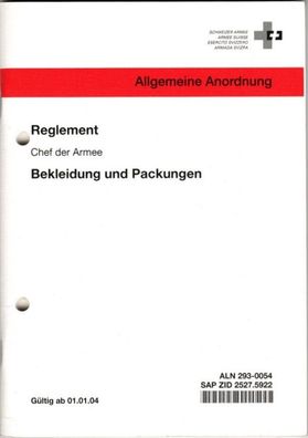 Schweizer Armee Reglement Bekleidung und Packungen