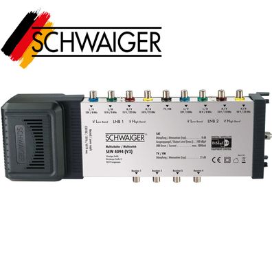 Schwaiger Sat-Multischalter 9/4 9 4 SEW 4094A Switch Multiswitch 9 Ein 4 Ausgang