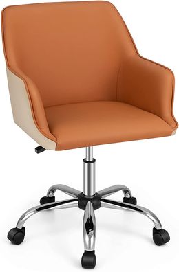 Bürostuhl mit mittlerer Rückenlehne, höhenverstellbarer Drehstuhl aus PU-Leder