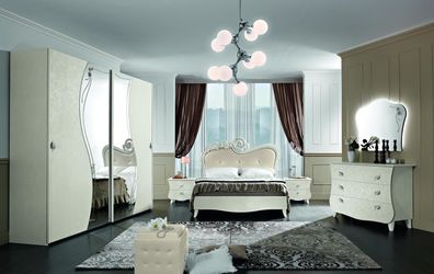 Design Schlafzimmer Komplett Set Nachttisch Kleiderschrank Barock Rokoko 6tlg.