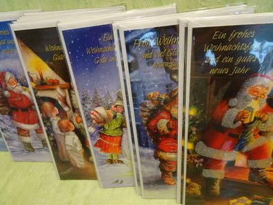 Weihnachtsgrußkarten-Sets & Umschlag mit Glimmer Weihnachtsmann & Kinder