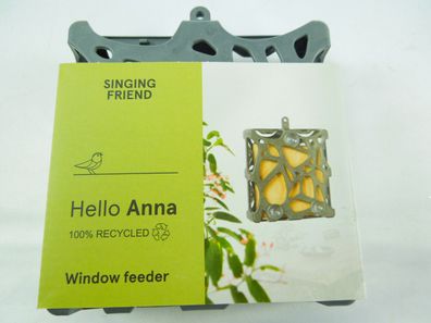 Singingfriend Anna Fensterfutter 100% recycelt 13x4x14 cm Grau Vögel