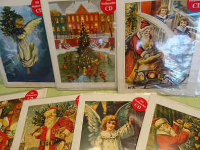 alte Weihnachtsgrußkarten-Sets mit CD& Umschlag Vintage Design