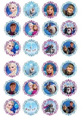 24 Muffinaufleger Muffindekoration Eiskönigin Frozen Anna Elsa Olaf Motiv 2