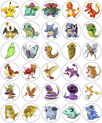 30 Stück Muffinaufleger Pokemon Go Pikachu Ash Pokeball Geburtstag Motiv 1