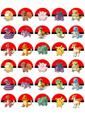 30 Stück Muffinaufleger Pokemon Go Pokeball Oblatenpapier Geburtstag Motiv 4