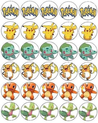 30 Stück Muffinaufleger Dekoration Pokemon Go Pikachu Ash Pokeball Geburtstag Motiv 5