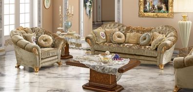 Design Polster Sofas Textil Relax Modern Garnitur Beige Sitzgarnitur 3 + 1 Sitzer