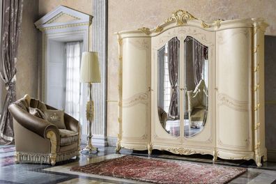 Schlafzimmer Möbel Italien Holzschrank Schrank Echtholz Kleiderschrank Massive