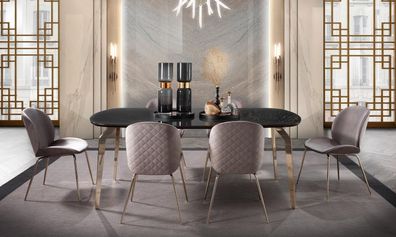 Garnitur Tisch Tische Luxus Holz Möbel Neu Esszimmer Gruppe Komplett Set 7tlg