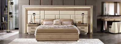 Schlafzimmermöbel Bett Massiv Beige Italienische Möbel Betten Holz Doppelbett
