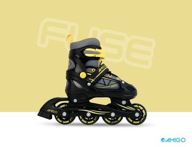 Kinder Rollschuhe Inlineskater Verstellbar Roller Skates Gelb Größe 30-33