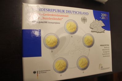 2-Euro-Gedenkmünzenset Serie: "Bundesländer" Münzbox 2006-2021; Stempelglanz