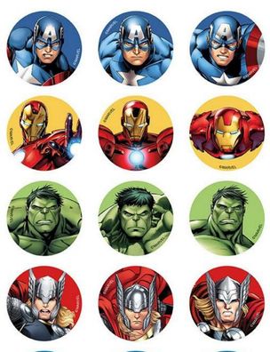24 Muffinaufleger Muffindekoration Geburtstag Anvegers Iron Man Thor Hulk Motiv 1