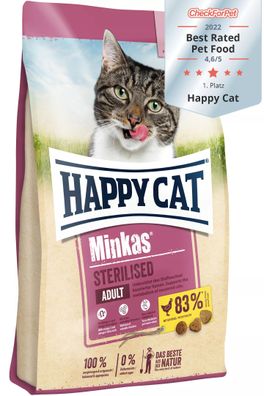 Happy Cat Minkas Sterilised Geflügel 500 g | Katzenfutter Trockenfutter