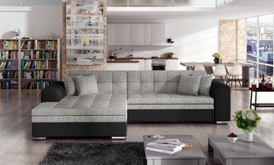 Sofa Couch Eckcouch XL mit Schlaffunktion grau schwarz