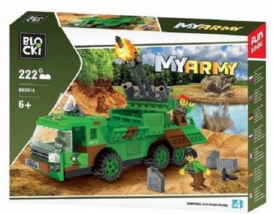 Klocki Blocki KB0916 - My Army - Truck mit Raketenwerfer - Armee - 222 Teile