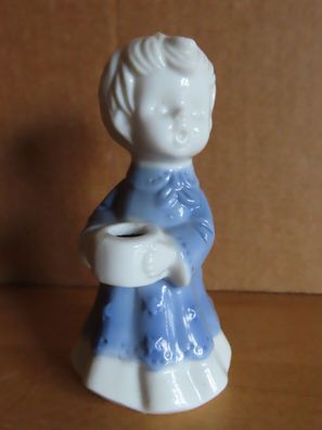 Figur Mädchen in blauem Kleid Porzellan für kleine Kerze ca. 10 cm groß