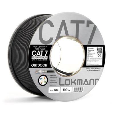 Lokmann Outdoor Netzwerkkabel CAT7 Kupfer (600 MHz, S/ FTP, PIMF, AWG 23/1, Erdka