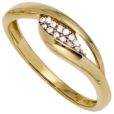 Damen Ring 333 Gold Gelbgold bicolor mit Zirkonia Goldring Gelbgoldring
