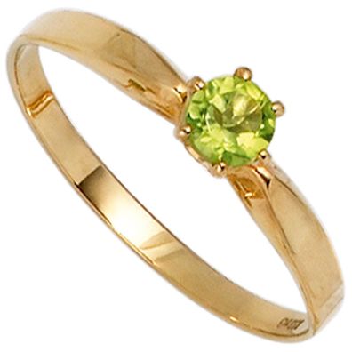 Damen Ring 585 Gold Gelbgold 1 Peridot grün Goldring Gelbgoldring.