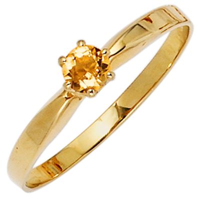 Damen Ring 585 Gold Gelbgold Citrin orange Goldring Citrinring.
