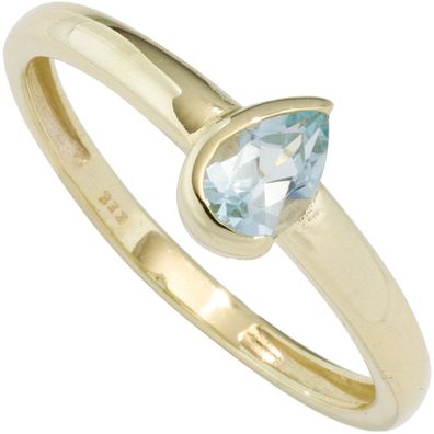 Damen Ring 333 Gold Gelbgold 1 Blautopas hellblau blau Goldring Damenring