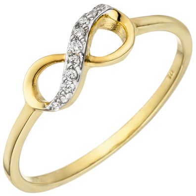 Damen Ring Unendlichkeit 375 Gold Gelbgold 10 Zirkonia Goldring Gelbgoldring.