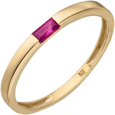 Damen Ring 375 Gold Gelbgold 1 Rubin Goldring Rubinring Breite ca. 2,1 mm..