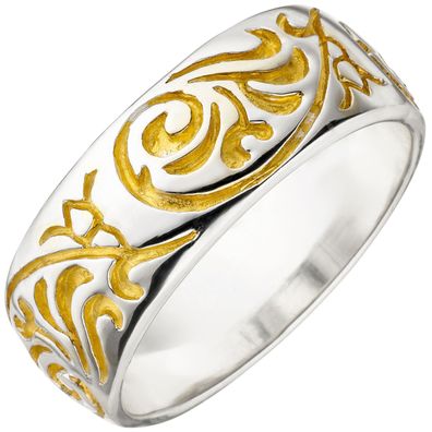 Damen Ring 925 Sterling Silber bicolor vergoldet Silberring